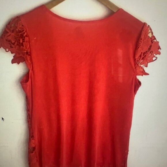 Simply Irresistible coral crochet short sleeve boho blouse - Picture 6 of 7